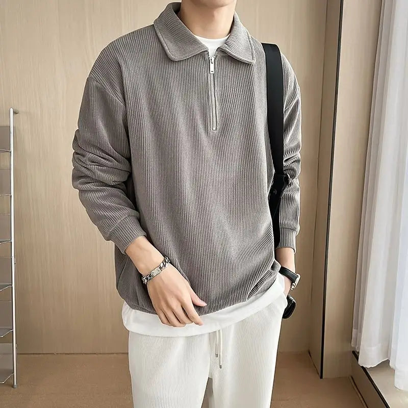 Men's Zippered Long Sleeve Shirt