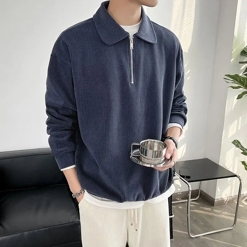 Men's Zippered Long Sleeve Shirt