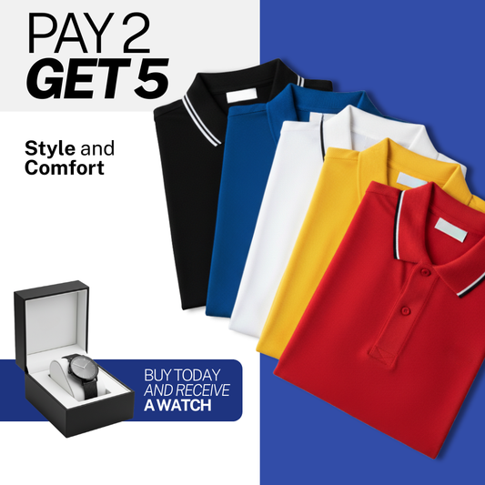 ESSENTIAL POLO SHIRTS [BUY 2, GET 5] + WATCH