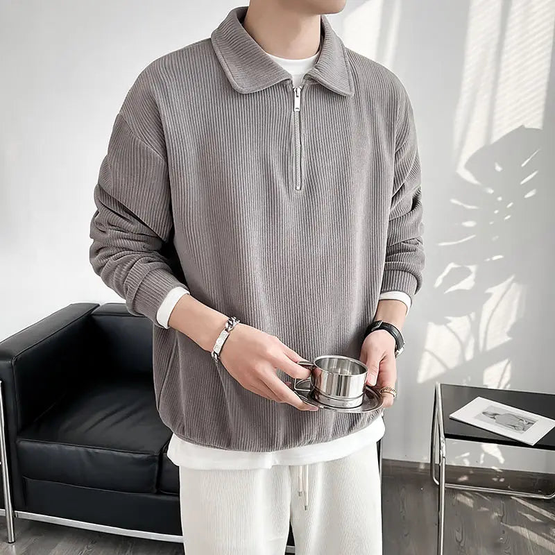 Men's Zippered Long Sleeve Shirt